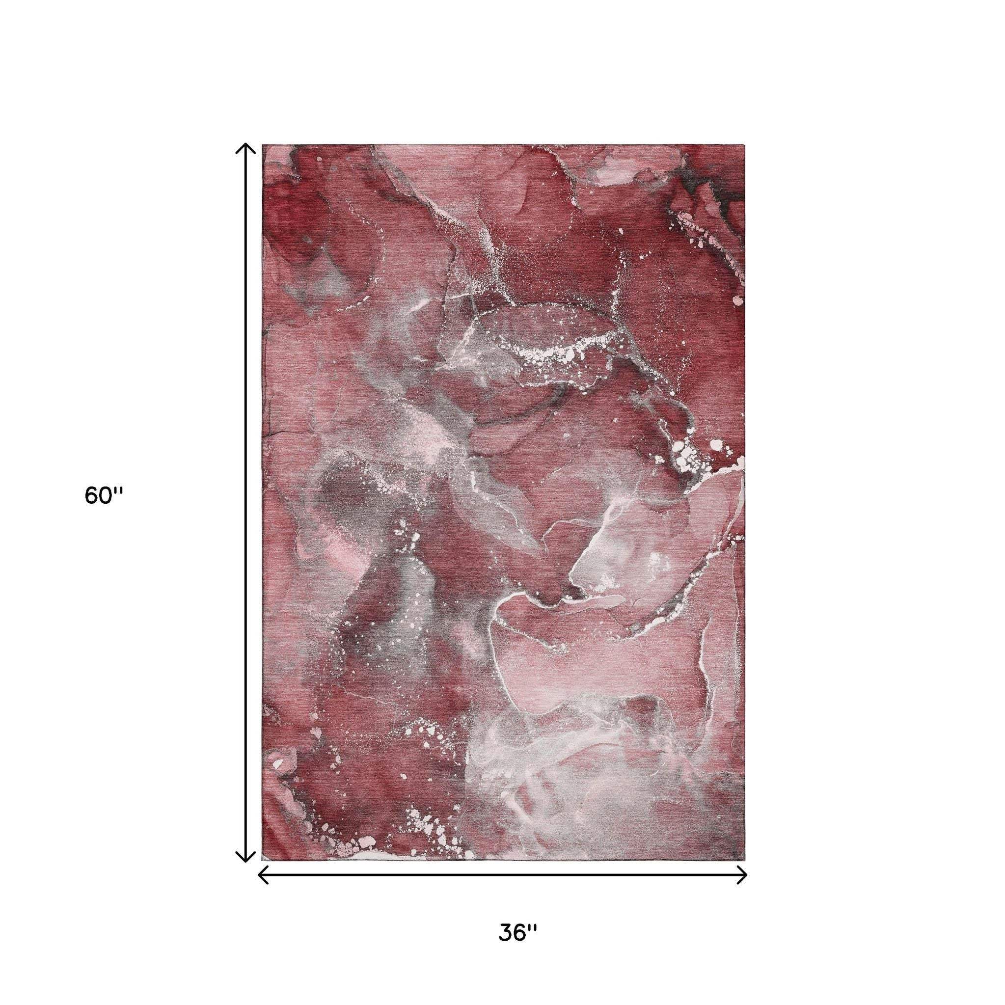 3' X 5' Merlot And Ivory Abstract Washable Area Rug With UV Protection - HomeRoots - Flyclothing LLC