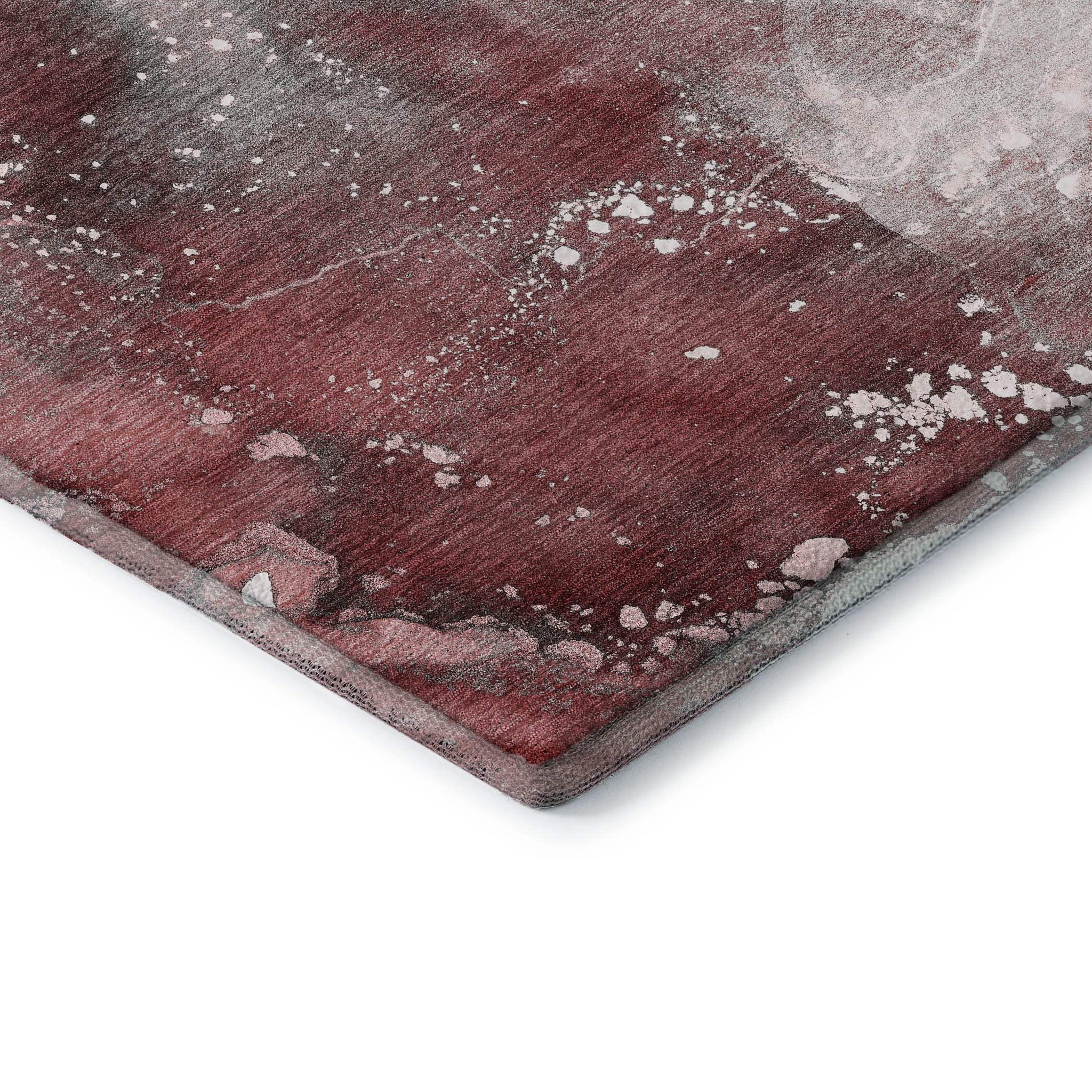8' Merlot And Ivory Abstract Washable Round Rug With UV Protection - HomeRoots - Flyclothing LLC
