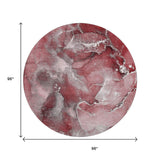8' Merlot And Ivory Abstract Washable Round Rug With UV Protection - HomeRoots - Flyclothing LLC