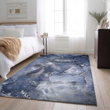 3' X 5' Navy Blue And Ivory Abstract Washable Area Rug With UV Protection - HomeRoots - Flyclothing LLC