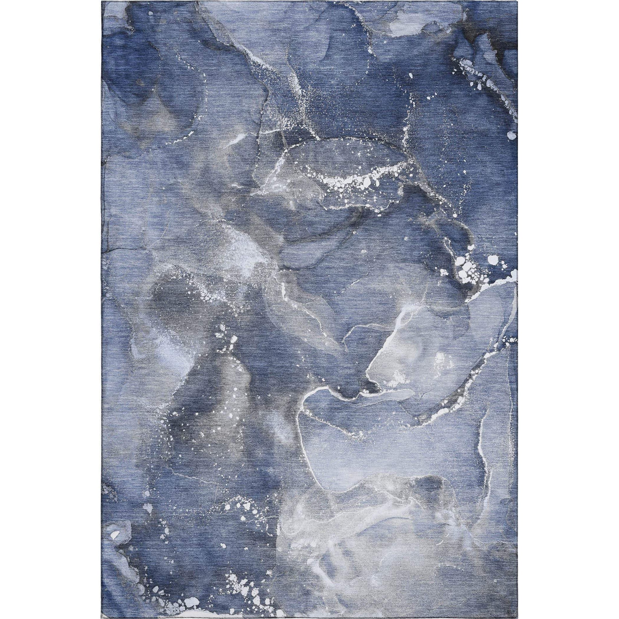 3' X 5' Navy Blue And Ivory Abstract Washable Area Rug With UV Protection - HomeRoots - Flyclothing LLC