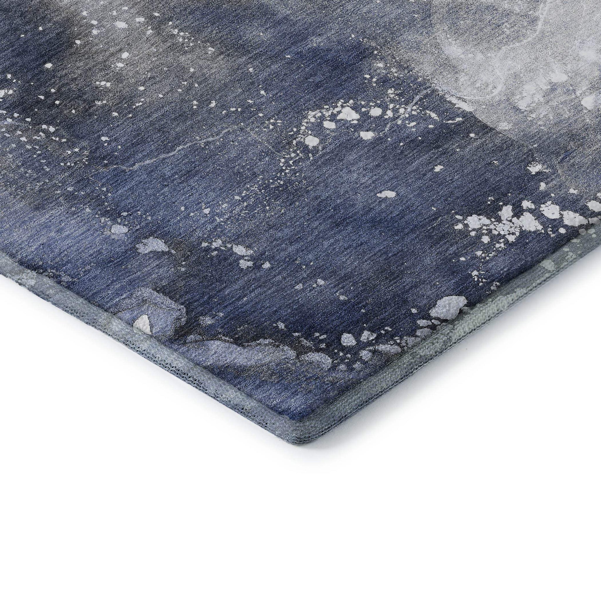 3' X 5' Navy Blue And Ivory Abstract Washable Area Rug With UV Protection - HomeRoots - Flyclothing LLC