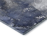 8' Navy Blue And Ivory Abstract Washable Round Rug With UV Protection - HomeRoots - Flyclothing LLC