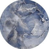 8' Navy Blue And Ivory Abstract Washable Round Rug With UV Protection - HomeRoots - Flyclothing LLC