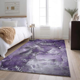 3' X 5' Purple And Ivory Abstract Washable Area Rug With UV Protection - HomeRoots - Flyclothing LLC