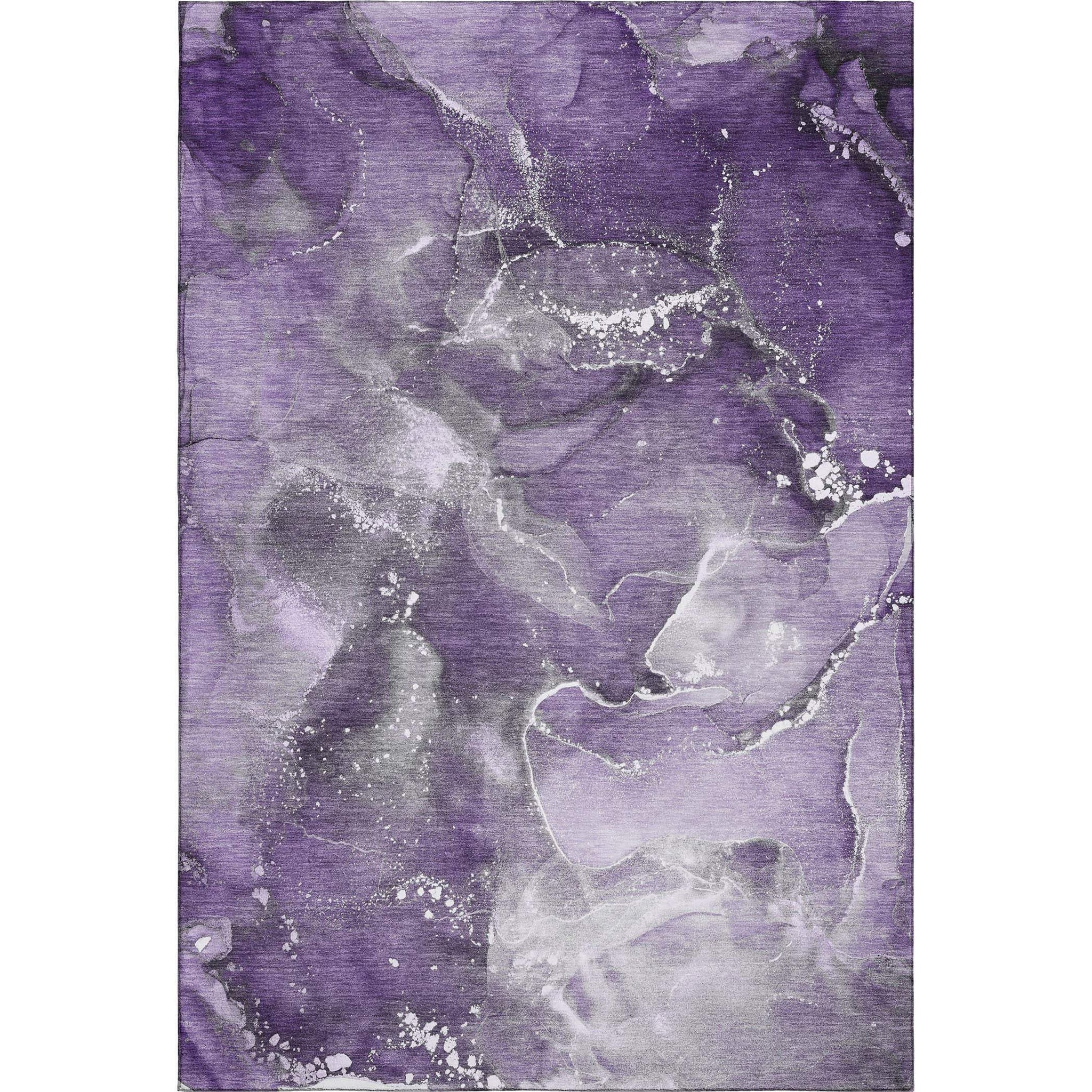 3' X 5' Purple And Ivory Abstract Washable Area Rug With UV Protection - HomeRoots - Flyclothing LLC