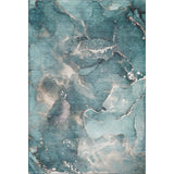 3' X 5' Teal And Ivory Abstract Washable Area Rug With UV Protection - HomeRoots - Flyclothing LLC