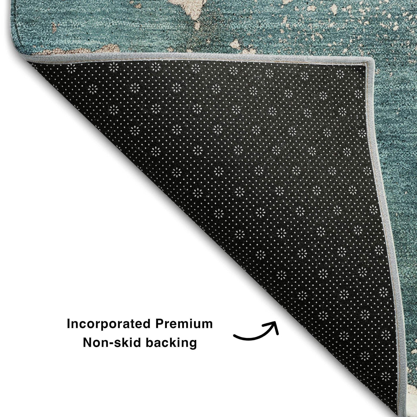 3' X 5' Teal And Ivory Abstract Washable Area Rug With UV Protection - HomeRoots - Flyclothing LLC