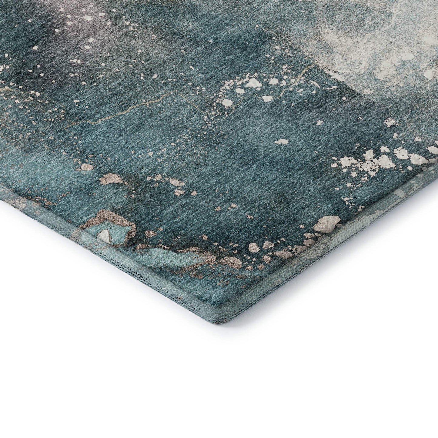 3' X 5' Teal And Ivory Abstract Washable Area Rug With UV Protection - HomeRoots - Flyclothing LLC