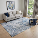5' X 8' Blue And Ivory Abstract Washable Area Rug With UV Protection - HomeRoots - Flyclothing LLC
