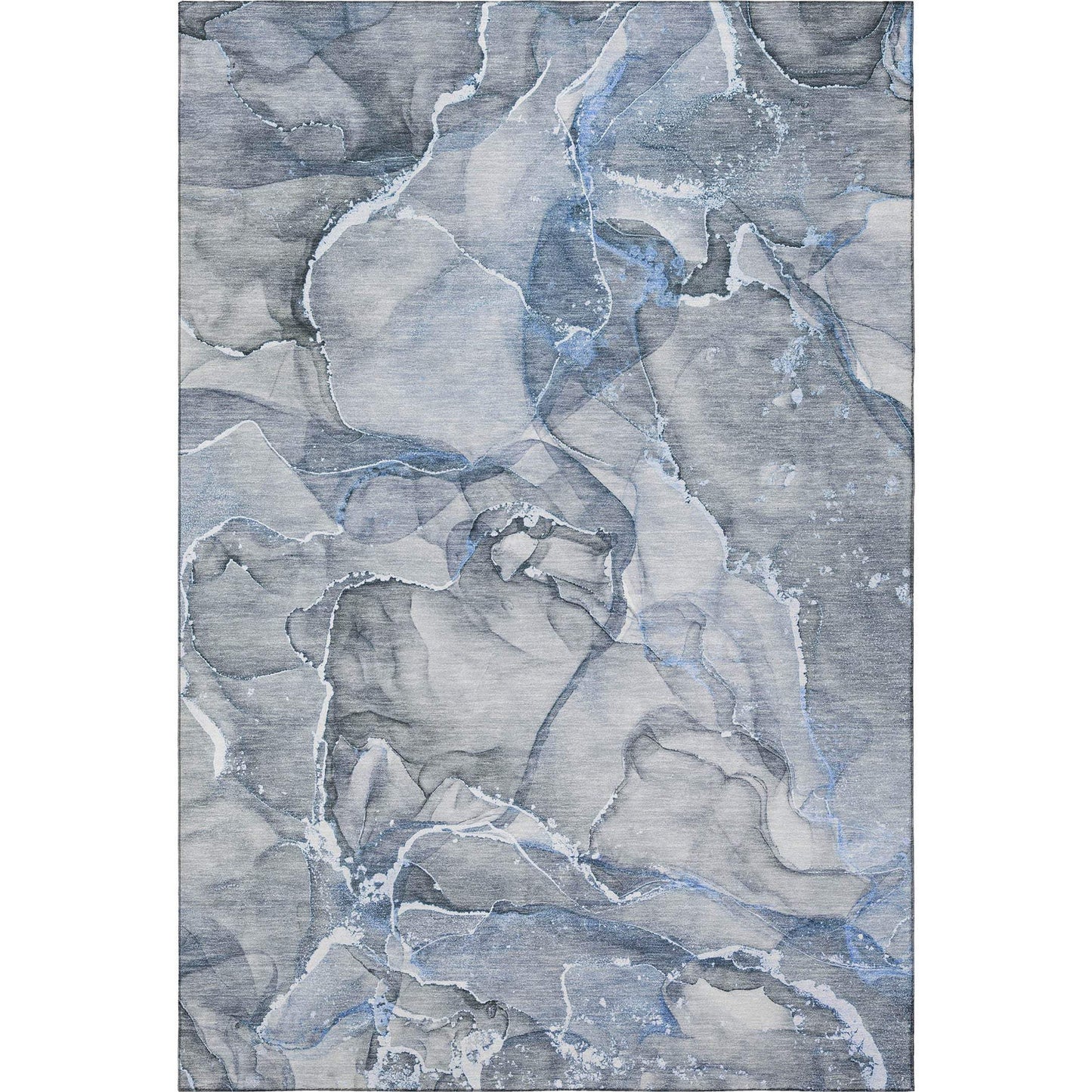 5' X 8' Blue And Ivory Abstract Washable Area Rug With UV Protection - HomeRoots - Flyclothing LLC