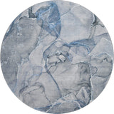 8' Blue And Ivory Abstract Washable Round Rug With UV Protection - HomeRoots - Flyclothing LLC