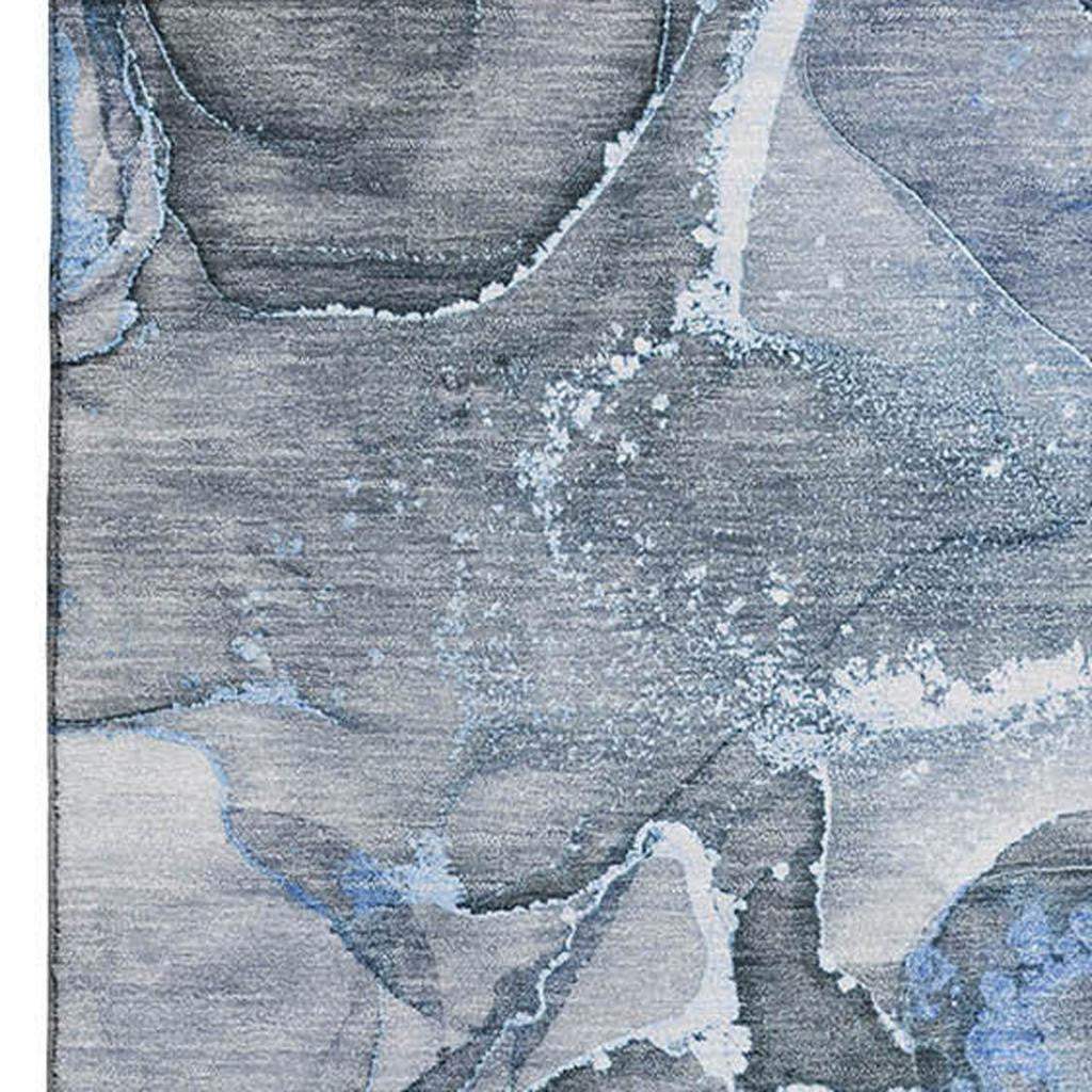8' X 10' Blue And Ivory Abstract Washable Area Rug With UV Protection - HomeRoots - Flyclothing LLC