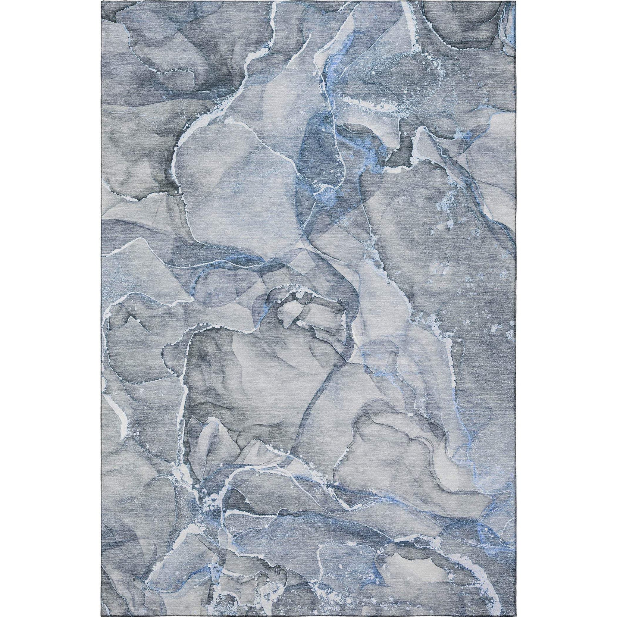 8' X 10' Blue And Ivory Abstract Washable Area Rug With UV Protection - HomeRoots - Flyclothing LLC