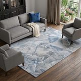 9' X 12' Blue And Ivory Abstract Washable Area Rug With UV Protection - HomeRoots - Flyclothing LLC