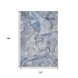 10' X 14' Blue And Ivory Abstract Washable Area Rug With UV Protection - HomeRoots - Flyclothing LLC