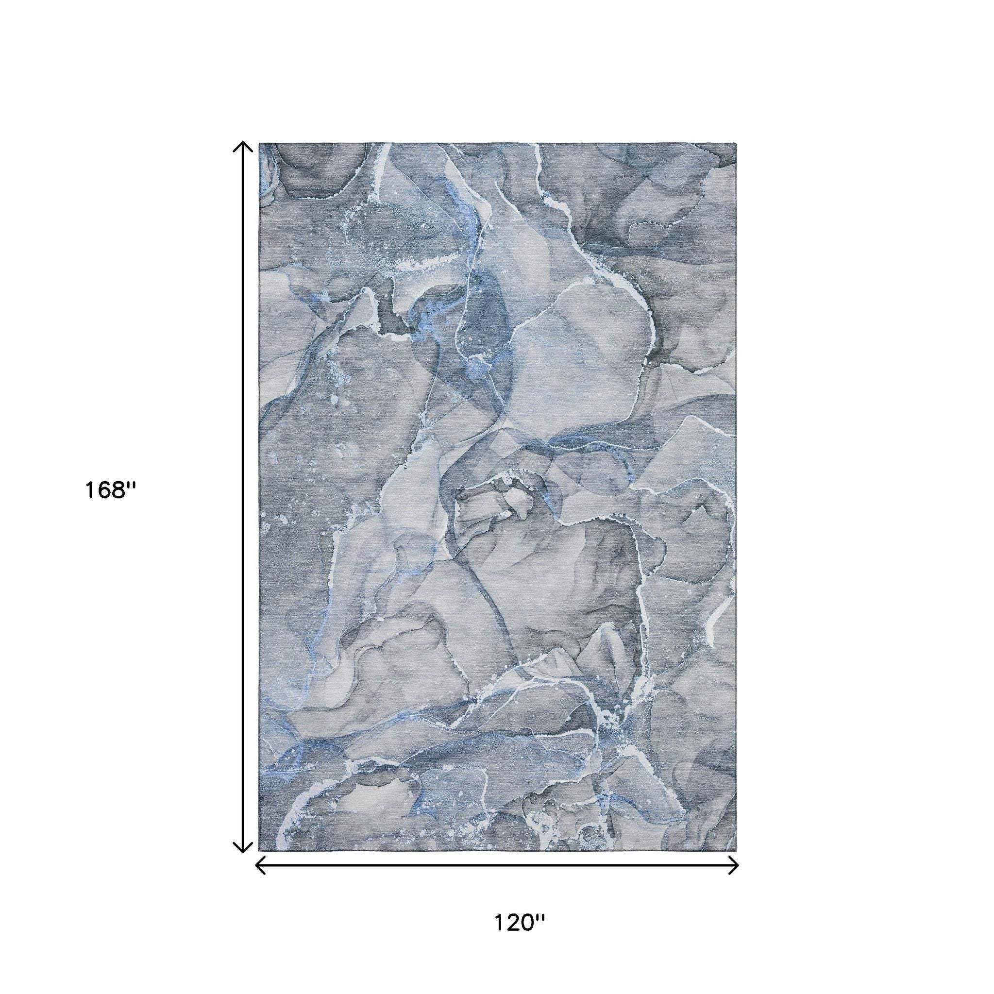 10' X 14' Blue And Ivory Abstract Washable Area Rug With UV Protection - HomeRoots - Flyclothing LLC
