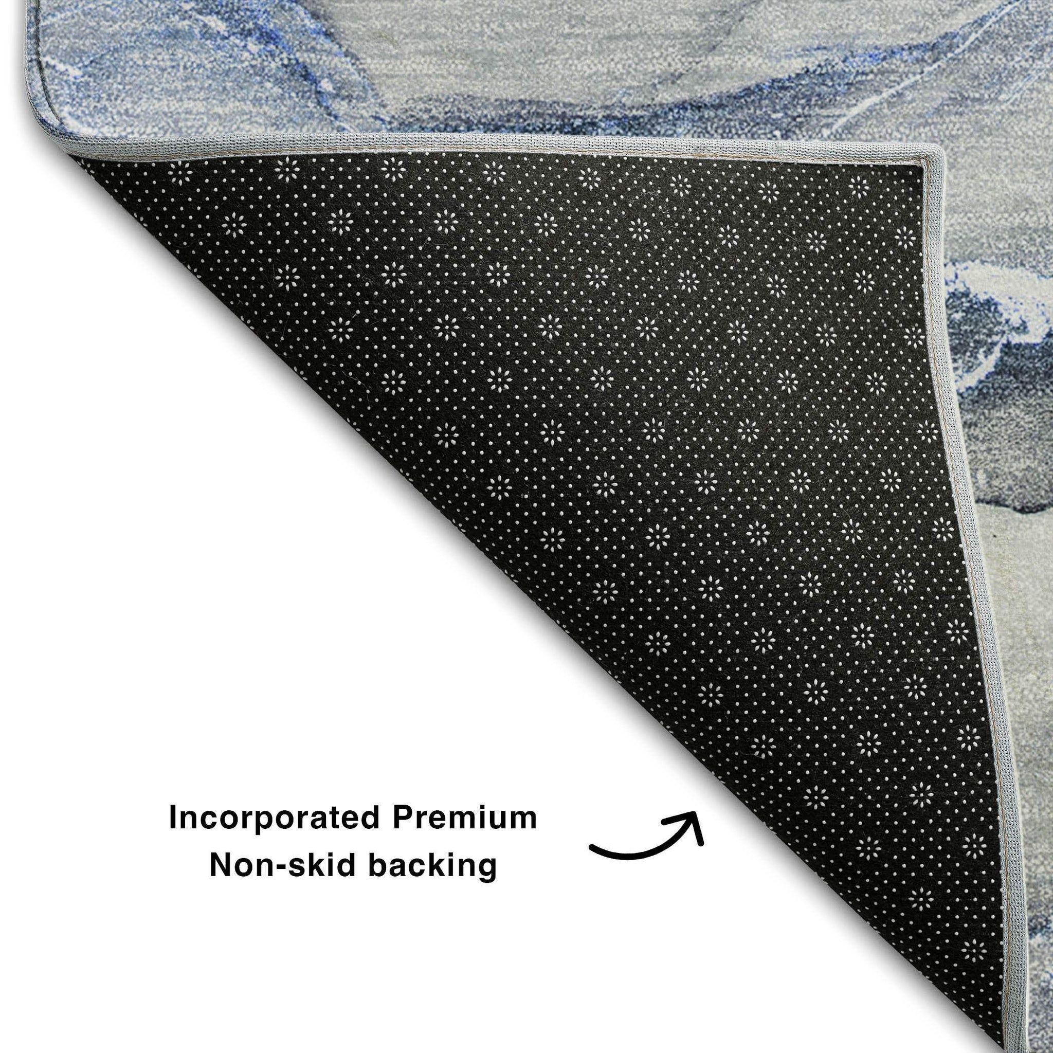 10' X 14' Blue And Ivory Abstract Washable Area Rug With UV Protection - HomeRoots - Flyclothing LLC