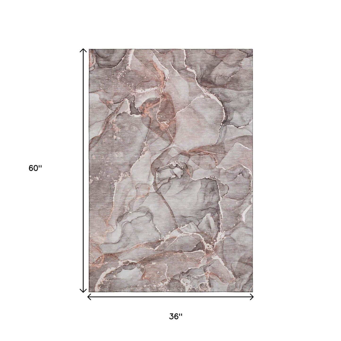 3' X 5' Gray And Ivory Abstract Washable Area Rug With UV Protection - HomeRoots - Flyclothing LLC
