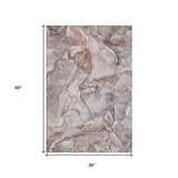3' X 5' Gray And Ivory Abstract Washable Area Rug With UV Protection - HomeRoots - Flyclothing LLC