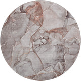 8' Gray And Ivory Abstract Washable Round Rug With UV Protection - HomeRoots - Flyclothing LLC