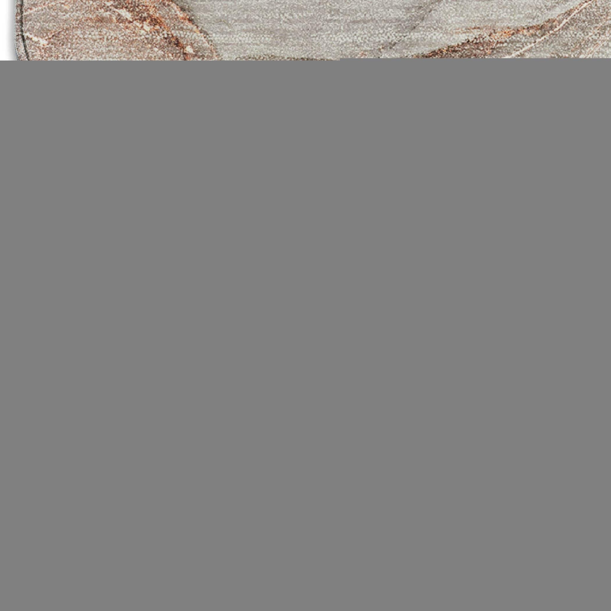8' Gray And Ivory Abstract Washable Round Rug With UV Protection - HomeRoots - Flyclothing LLC
