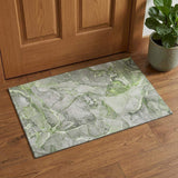 3' X 5' Green And Ivory Abstract Washable Area Rug With UV Protection - HomeRoots - Flyclothing LLC