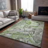 3' X 5' Green And Ivory Abstract Washable Area Rug With UV Protection - HomeRoots - Flyclothing LLC