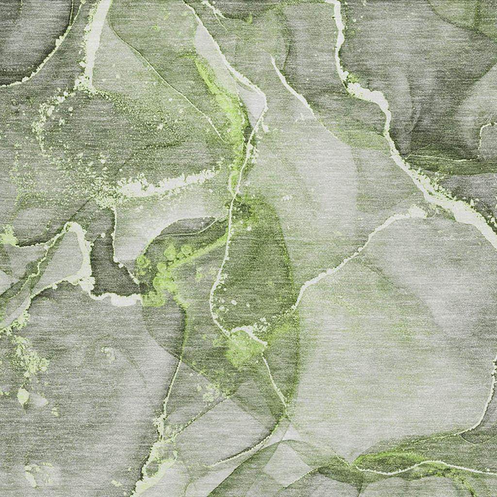 3' X 5' Green And Ivory Abstract Washable Area Rug With UV Protection - HomeRoots - Flyclothing LLC