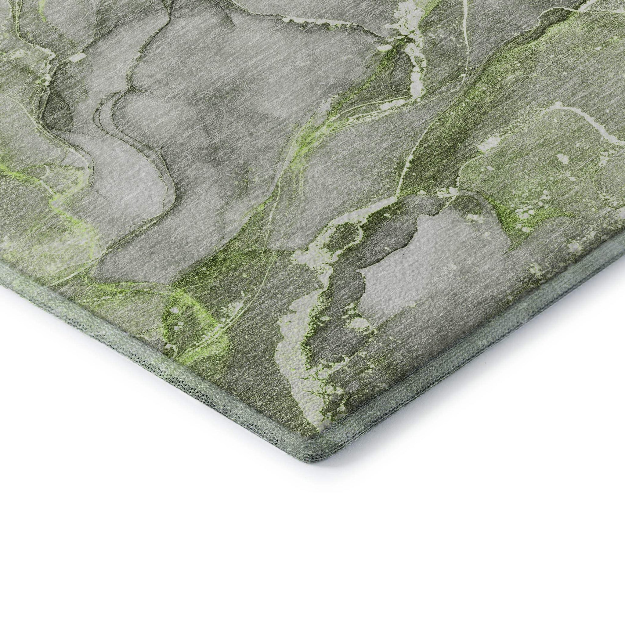 8' Green And Ivory Abstract Washable Round Rug With UV Protection - HomeRoots - Flyclothing LLC