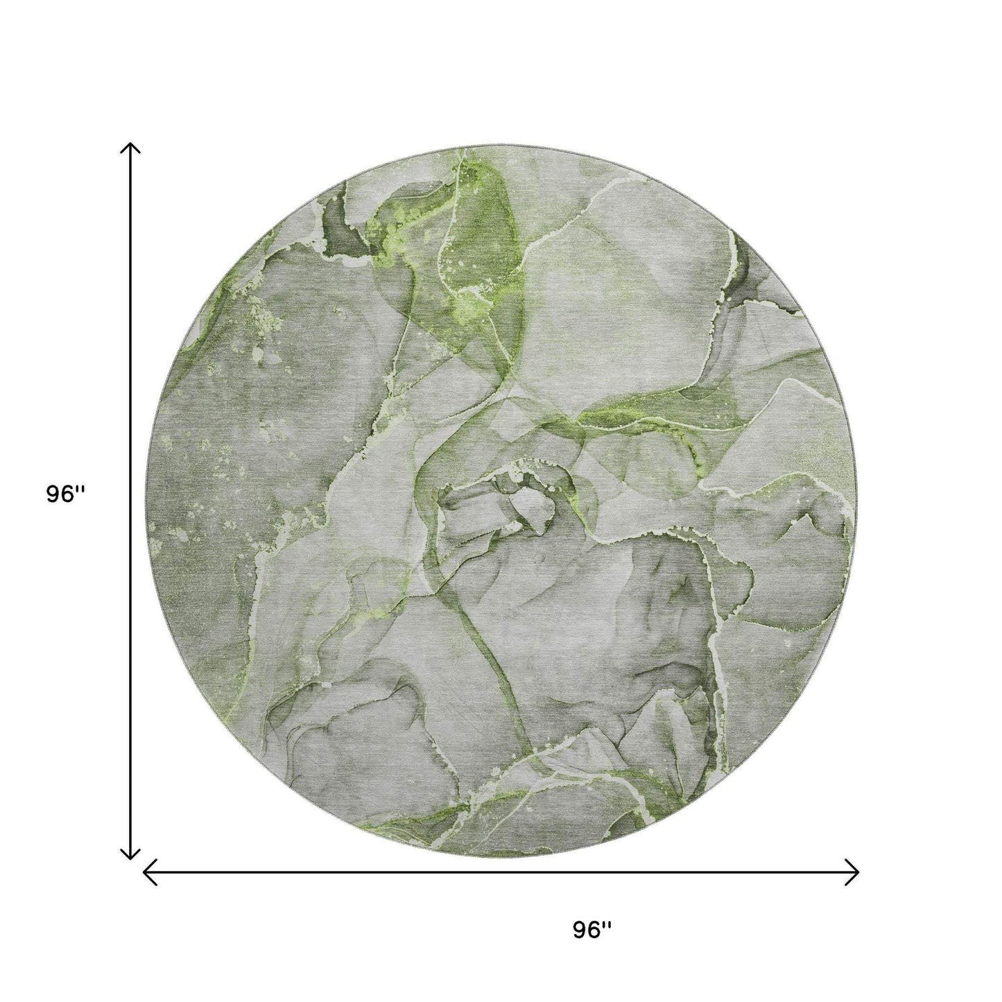 8' Green And Ivory Abstract Washable Round Rug With UV Protection - HomeRoots - Flyclothing LLC