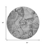 8' Pewter And Ivory Abstract Washable Round Rug With UV Protection - HomeRoots - Flyclothing LLC
