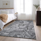 8' X 10' Pewter And Ivory Abstract Washable Area Rug With UV Protection - HomeRoots - Flyclothing LLC