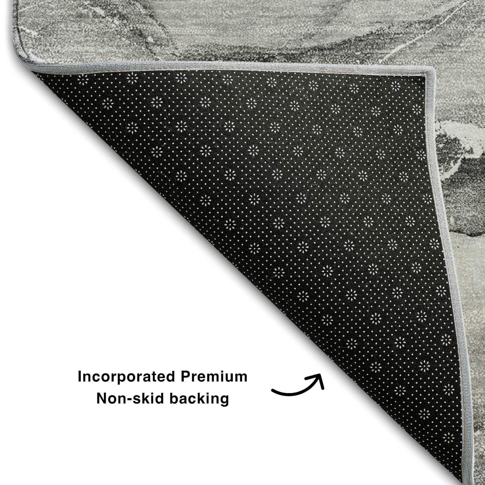 8' X 10' Pewter And Ivory Abstract Washable Area Rug With UV Protection - HomeRoots - Flyclothing LLC
