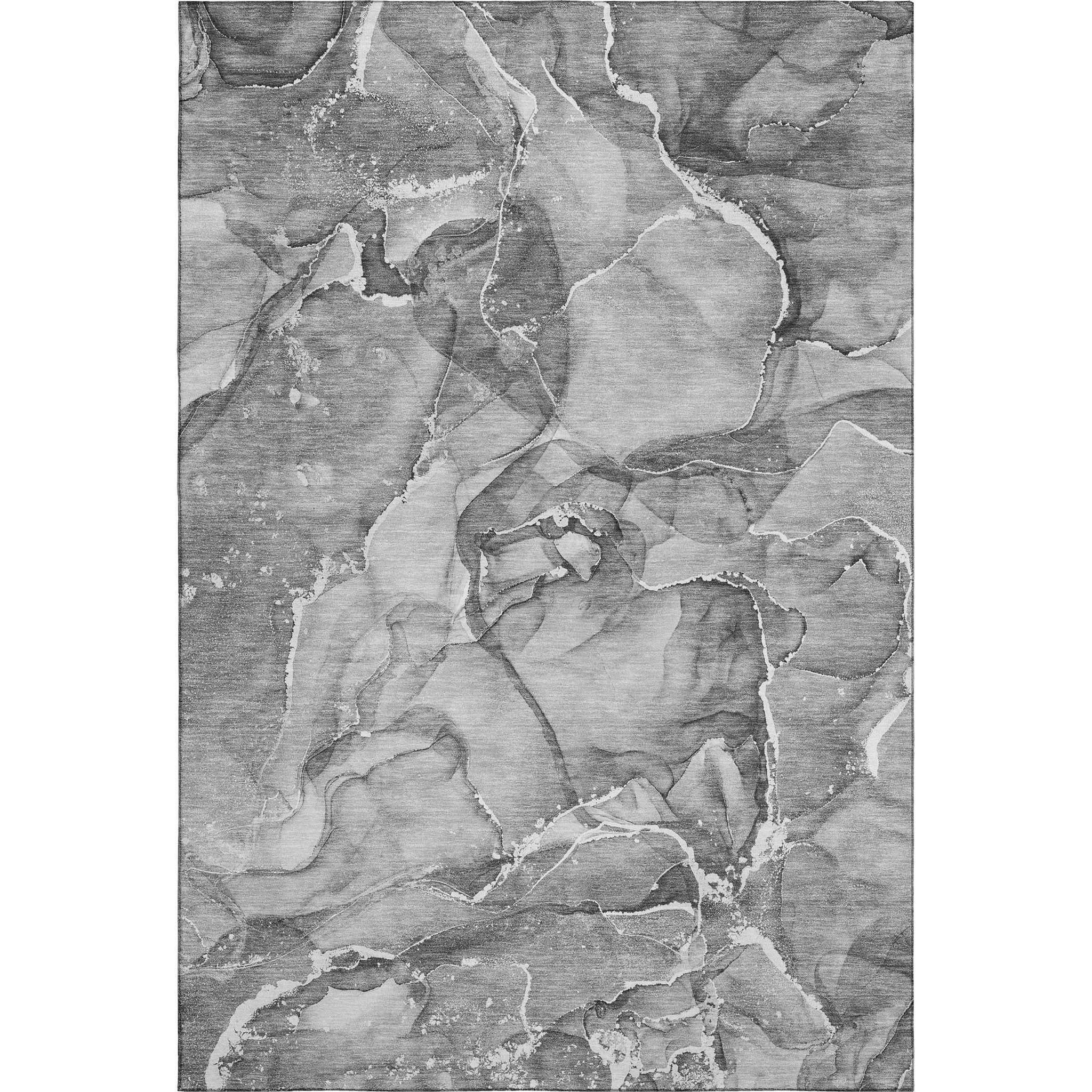 9' X 12' Pewter And Ivory Abstract Washable Area Rug With UV Protection - HomeRoots - Flyclothing LLC