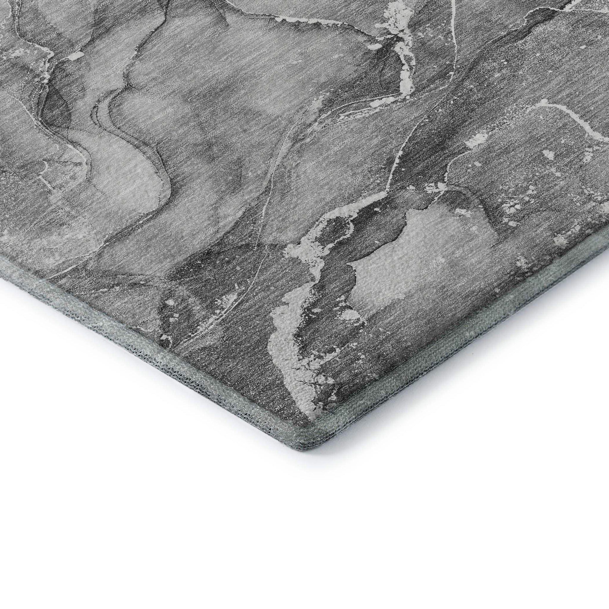 9' X 12' Pewter And Ivory Abstract Washable Area Rug With UV Protection - HomeRoots - Flyclothing LLC