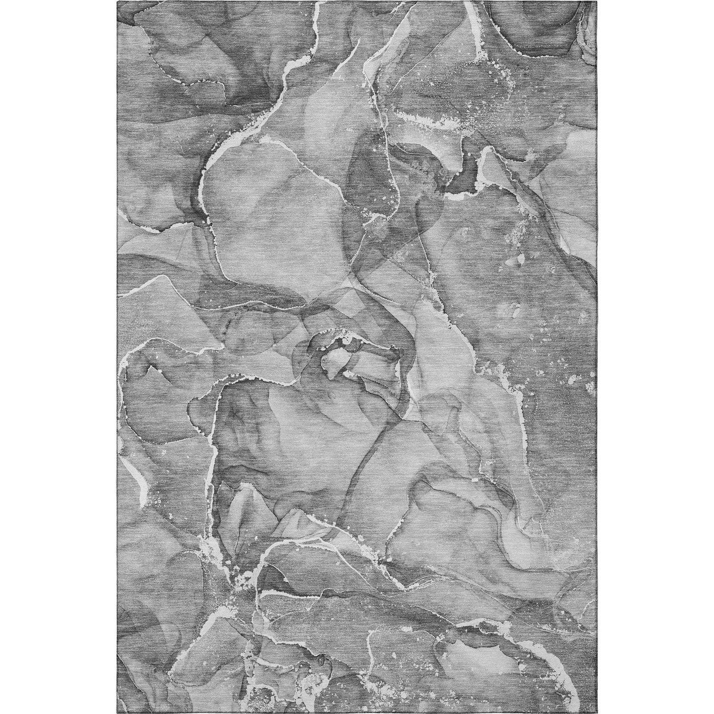 9' X 12' Pewter And Ivory Abstract Washable Area Rug With UV Protection - HomeRoots - Flyclothing LLC