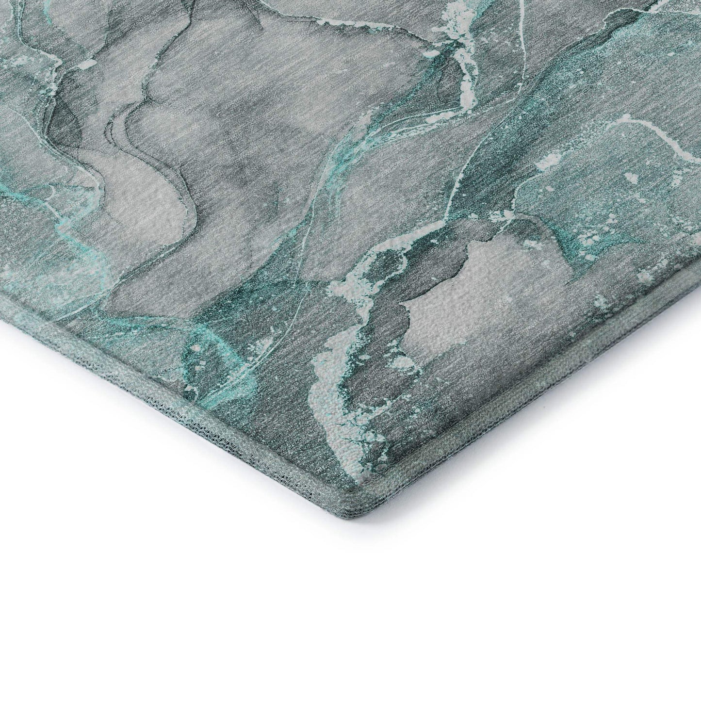 3' X 5' Teal And Ivory Abstract Washable Area Rug With UV Protection - HomeRoots - Flyclothing LLC