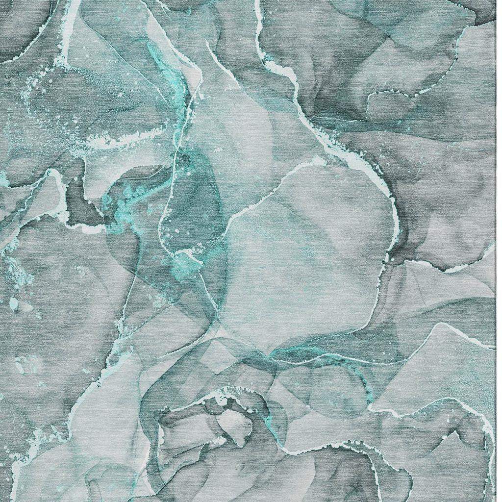 3' X 5' Teal And Ivory Abstract Washable Area Rug With UV Protection - HomeRoots - Flyclothing LLC