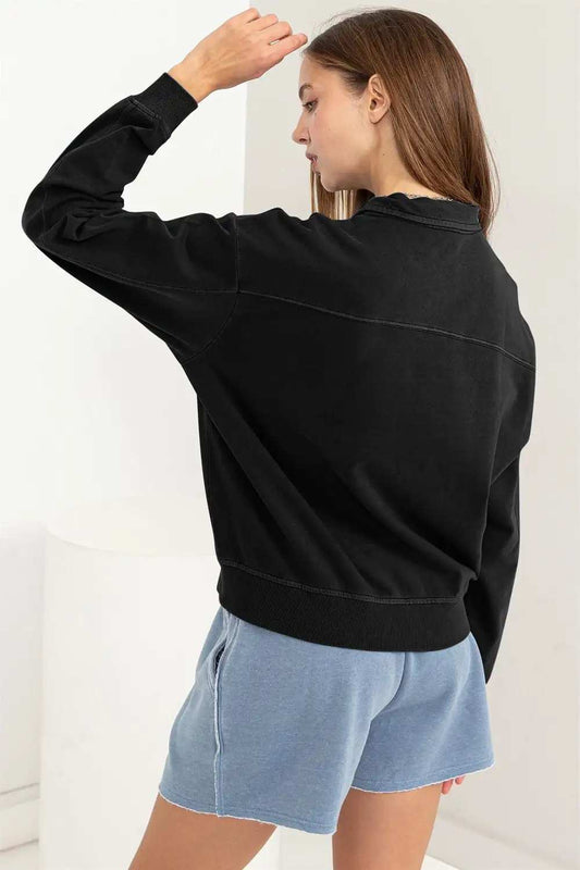 HYFVE Half Zip Drop Shoulder Sweatshirt - Trendsi - Flyclothing LLC