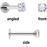 16G 1/4 Clear Gem Red Rose Flower Cartilage Tragus Earring Set of 3 - BodyCandy - Flyclothing LLC