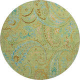 8' Fern Green And Blue Paisley Washable Round Rug With UV Protection - HomeRoots - Flyclothing LLC