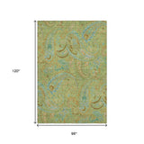 8' X 10' Fern Green And Blue Paisley Washable Area Rug With UV Protection - HomeRoots - Flyclothing LLC