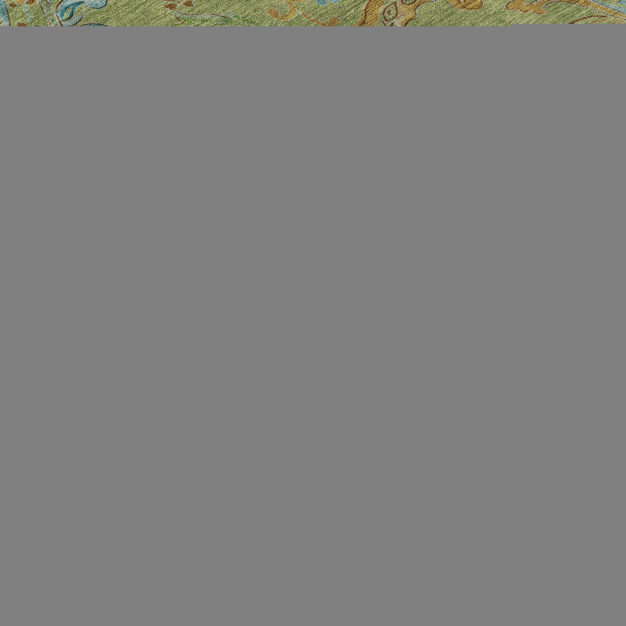 8' X 10' Fern Green And Blue Paisley Washable Area Rug With UV Protection - HomeRoots - Flyclothing LLC