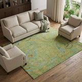 9' X 12' Fern Green And Blue Paisley Washable Area Rug With UV Protection - HomeRoots - Flyclothing LLC
