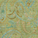 9' X 12' Fern Green And Blue Paisley Washable Area Rug With UV Protection - HomeRoots - Flyclothing LLC
