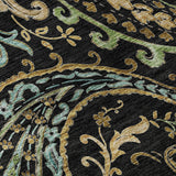 3' X 5' Black Blue And Green Paisley Washable Area Rug With UV Protection - HomeRoots - Flyclothing LLC