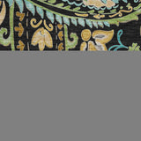 8' Black Blue And Green Paisley Washable Round Rug With UV Protection - HomeRoots - Flyclothing LLC