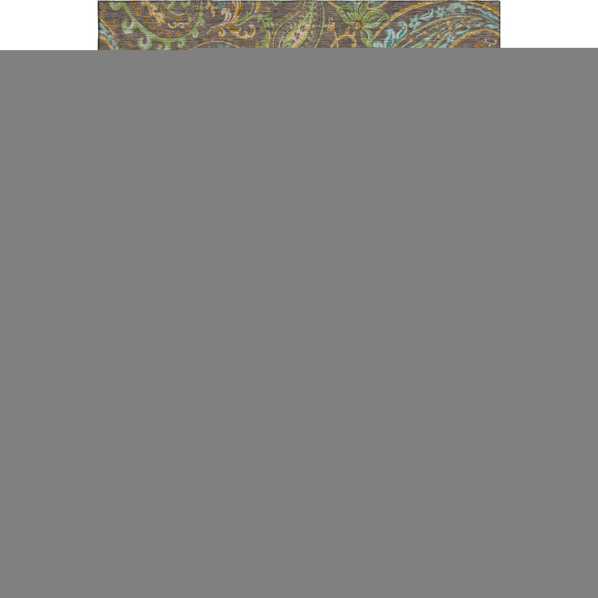 3' X 5' Chocolate Blue And Green Paisley Washable Area Rug With UV Protection - HomeRoots - Flyclothing LLC