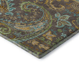 8' X 10' Chocolate Blue And Green Paisley Washable Area Rug With UV Protection - HomeRoots - Flyclothing LLC